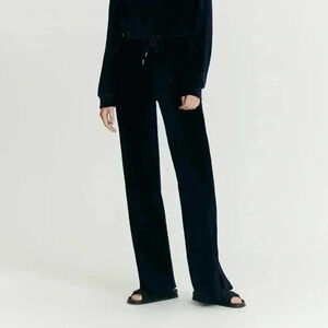 Nylora Blue front slit drawstring Corduroy velvet pants small